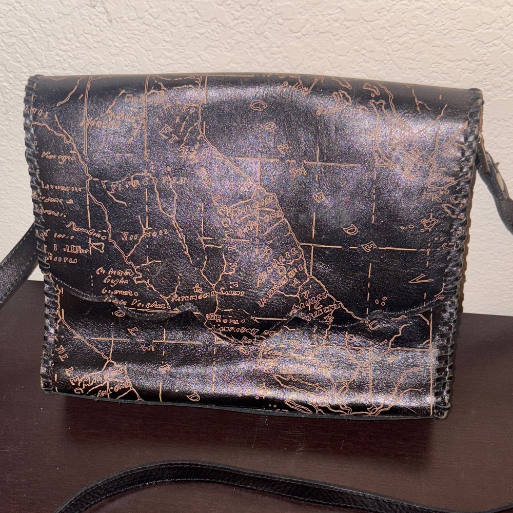 Patricia Nash Black and Gold Map Print Bag